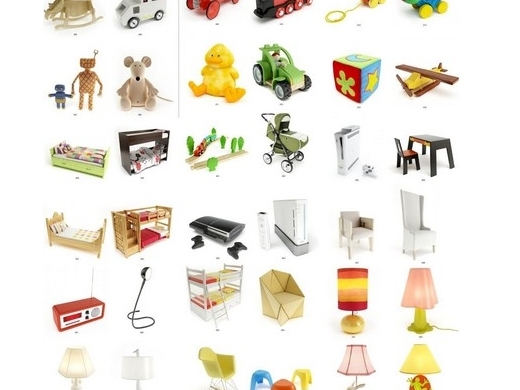 一套儿童乐园3D模型专辑（玩具，家具，游戏机，台灯，滑滑梯）