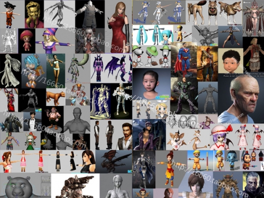 上千个maya角色模型3D卡通人物动物模型库maya带贴图绑定人体模型